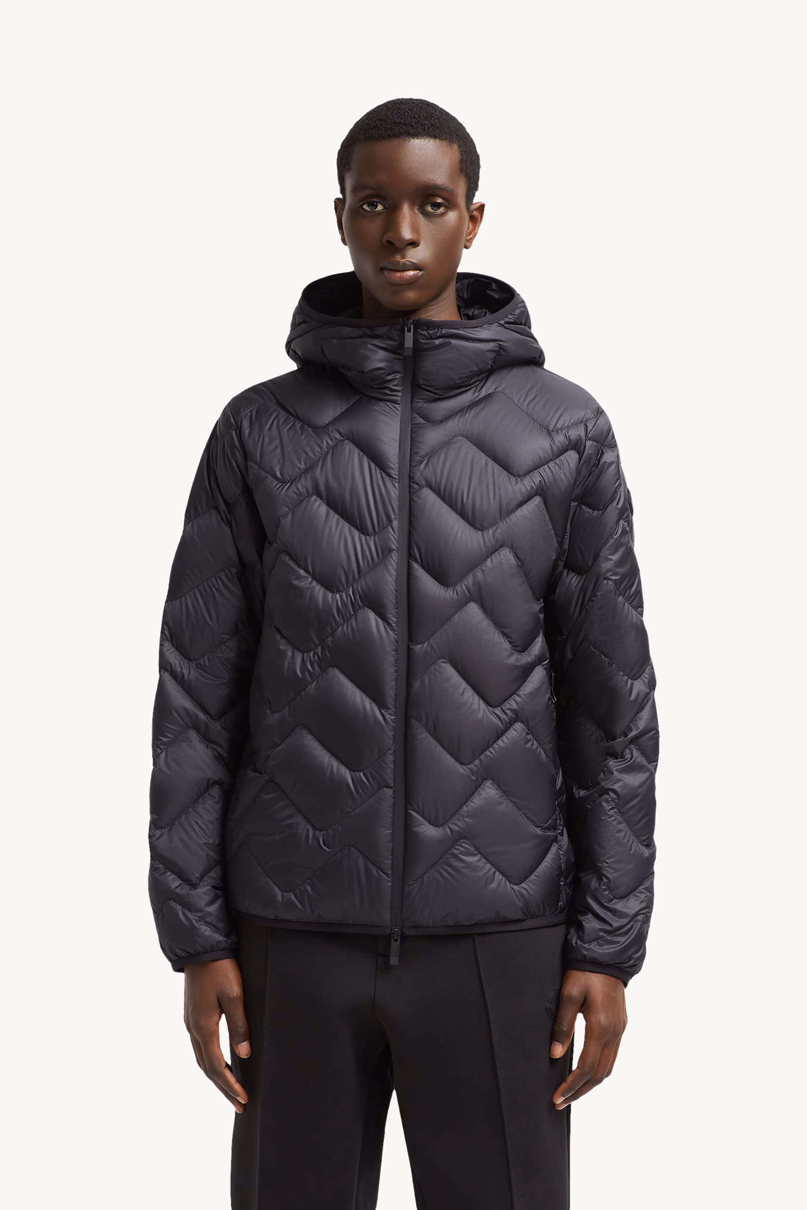 Plumífero corto acolchado con motivo de olas Bimont Hombre Negro Moncler 3